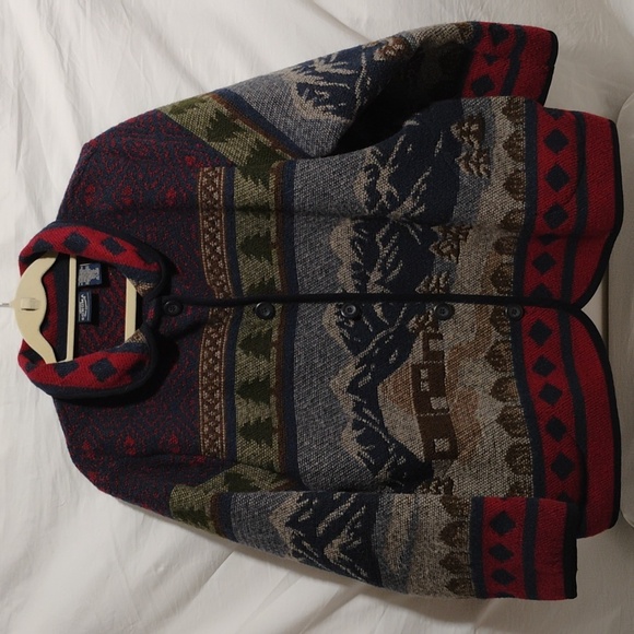 SALE! Sonoma Wool Blend House & Snow Top Mountain Scene Sweater Jacket (X-64) - Picture 1 of 12